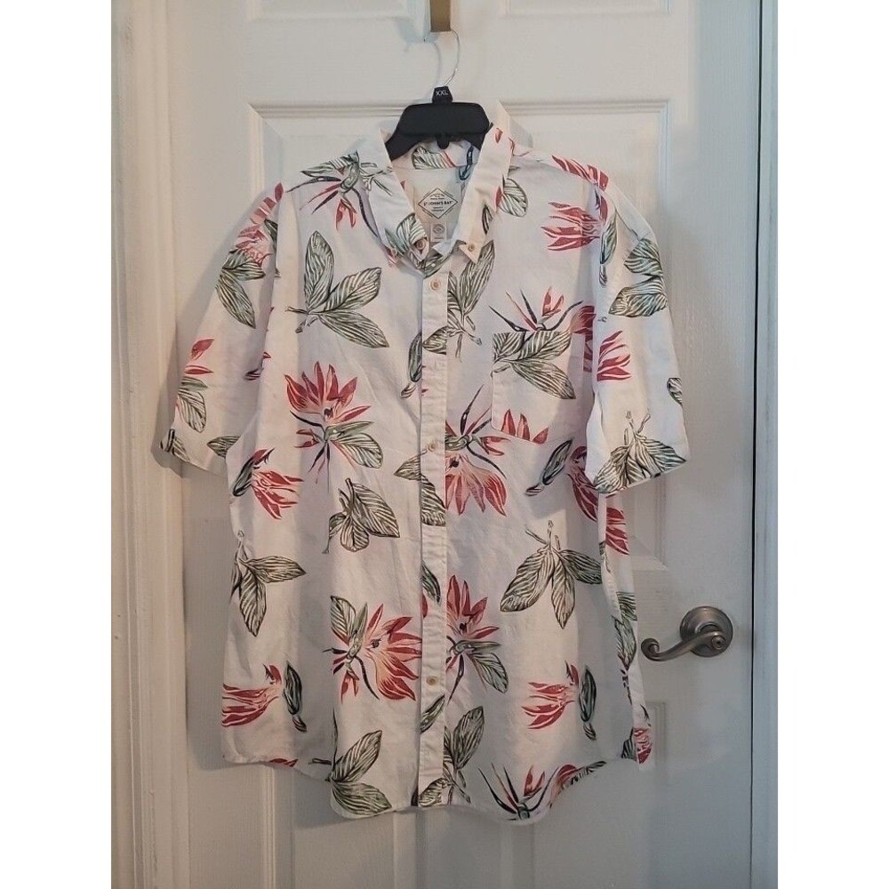 St. John's Bay Hawaiian Floral Button Up Shirt Men's XXL 100% Cotton Tropical